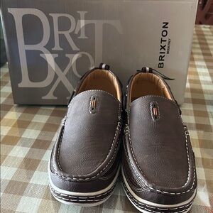 NWT in box Brixton Dark Brown Men's Slip-On Loafers